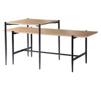 Conjunto de 2 mesas auxiliares apilables, diseño en imitación madera de roble, patas de metal - JESSIE