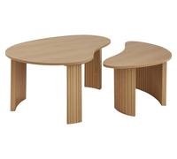 Conjunto de 2 mesas auxiliares de diseño orgánico con detalle de madera - THÉA