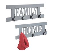Conjunto de 2 perchas de pared HWC-C60 Home+Family, panel de perchas con estilo vintage "shabby chic", color gris-azul