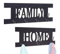 Conjunto de 2 percheros de pared HWC-C60 Home+Family, panel para ropa con estilo vintage "shabby chic", color gris oscuro