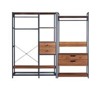 Conjunto de 2 percheros larem con 4 cajones - negro/efecto nogal [en.casa]