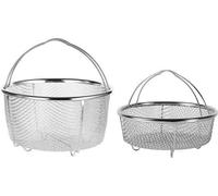 Conjunto de 2 piezas Ibzenoa®: vaporera de acero inoxidable y cesta para freír – plateado, 20,5 x 19,6 cm y 18 x 14,9 cm, para cocinar al vapor y escurrir, apto para lavavajillas y para horno