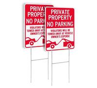 Conjunto de 2 señales de "Prohibido estacionar" con soportes en forma de "H" – Aluminio reflectante, 35x30 cm