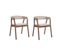 Conjunto De 2 Sillas De Comedor De Estilo Tradicional Con Asiento Tapizado Marrón Oscuro Y Beige Mylo