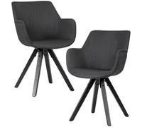 Conjunto de 2 sillas de comedor WOHNLING, color , con reposabrazos y patas negras. Sillas de cocina modernas, tapizadas, de diseño tipo "concha" y con patas negras