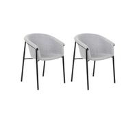 Conjunto De 2 Sillas Gris Claro Negro Poliéster Contemporáneo Comedor Ames