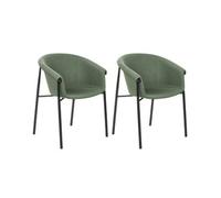 Conjunto De 2 Sillas Verde Oscuro Negro Poliéster Contemporáneo Comedor Ames
