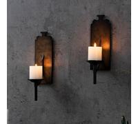 Conjunto de 2 soportes de pared para velas Ibenzoa® – Fabricados en plástico mate, para velas de hasta 40 mm de diámetro, dimensiones 12x8 cm, incluye elementos de fijación