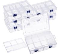 Conjunto de 3 cajas de almacenamiento transparentes Ibzenoa® – de doble capa, con 8 compartimentos ajustables, 23 x 16 x 6 cm, de plástico, con cierre de un botón para joyas y objetos pequeños