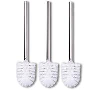 Conjunto de 3 cepillos para inodoro Ibzenoa®, color blanco. Vástago de acero inoxidable de 36 cm, cabezal intercambiable de 8 cm de diámetro y 10 cm de altura, rosca de 1,2 cm