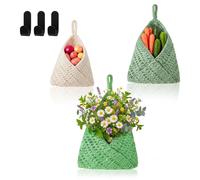 Conjunto de 3 cestas colgantes de macramé, ideales para frutas, verduras o como decoración de pared
