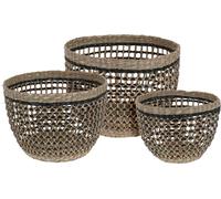 Conjunto de 3 cestas decorativas redondas para guardar algas marinas, color