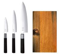 Conjunto de 3 cuchillos japoneses para pelar y cortar, con tabla de cortar