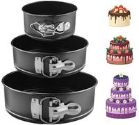 Conjunto de 3 moldes redondos desmontables para pasteles Ibzenoa® – 3 moldes (diámetro de 10,2 / 17,8 / 22,9 cm), acero al carbono, revestimiento antiadherente, apto para horno hasta 230°C, cierre de 