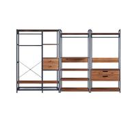 Conjunto de 3 percheros larem con 4 cajones y 7 estantes - negro/efecto nogal [en.casa]