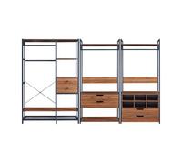 Conjunto de 3 percheros larem con 6 cajones y 6 compartimentos abiertos - negro/efecto nogal [en.casa]