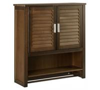 Conjunto de 3 piezas para baño LAMELL: mueble bajo lavabo, mueble de pared y armario de baño. Material: bambú, color marrón
