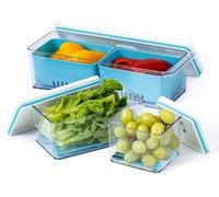 Conjunto de 3 recipientes herméticos Ibzoa® – Contenedores para alimentos sin BPA, color azul, aptos para temperaturas de -20°C a +120°C, dimensiones: 10,9 x 10,2 x 8,9 cm y 31,2 x 10,2 x 8,9 cm