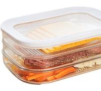 Conjunto de 3 recipientes herméticos para refrigerador Ibzenoa®, transparentes, apilables, que evitan el uso de plásticos desechables, fabricados en plástico, con dimensiones de 22,5 x 16 x 9 cm