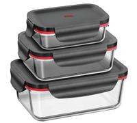 Silit Storio - Set de 3 Recipientes de Cristal Borosilicato para Almacenamiento de Comida, Juego de Herméticos de Vidrio. Apto para Lavavajillas, Microondas y Congelador