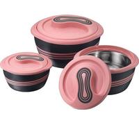 Conjunto de 3 recipientes térmicos Unyqoos® – Recipientes aislantes de acero inoxidable con tapa para mantener los alimentos calientes o fríos, de 2,5 L / 1,4 L / 0,95 L, color rosa