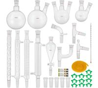 Conjunto de 32 vasos de vidrio de laboratorio VEVOR con conexiones de 24/40, conjunto de vasos de vidrio para química orgánica, condensador de laboratorio, equipo de laboratorio esencial