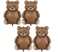 Conjunto de 4 Globos con Forma de Oso - Globos Marrones Profundos con Temática Animal y Diseño de Oso para Decoraciones de Baby Shower, Suministros para Fiestas de , Duraderos y Fáciles de Inflar