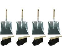 Conjunto de 4 palas de limpieza galvanizadas Novaliv. Incluye: pala de limpieza, cepillo de cerdas, escoba de mano. Conjunto de limpieza. Kit de limpieza. Pala y cepillo. Escoba de mano. Pala de limpi
