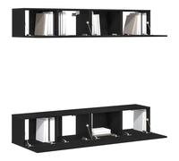 Conjunto de 4 piezas de gabinete de TV de pared de vidaXL en madera de roble negro