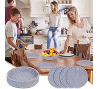 Conjunto de 4 protectores térmicos redondos de algodón (azul) de Famanu