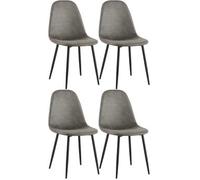 Conjunto De 4 Sillas De Comedor Napier Simil Cuero Gris Oscuro 51x44x88 Cm Clp