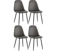 Conjunto De 4 Sillas De Comedor Napier Simil Cuero Negro 51x44x88 Cm Clp