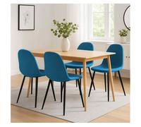 CLP Juego de 4 sillas de comedor Napier, tapizadas, con capacidad de carga de hasta 150 kg, color azul, material: tela