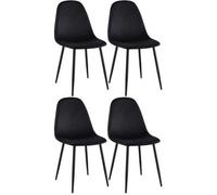 Conjunto De 4 Sillas De Comedor Napier Terciopelo Negro 51x44x88 Cm Clp