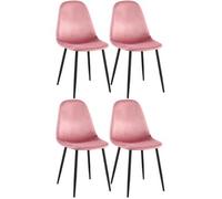 Conjunto De 4 Sillas De Comedor Napier Terciopelo Rosado 51x44x88 Cm Clp