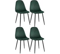 CLP Juego de 4 sillas de comedor Napier Terciopelo verde claro Base metálica 51x44x88 cm