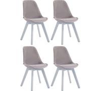 Set de 4 sillas de comedor Borneo tapizadas en terciopelo Gris,Blanco