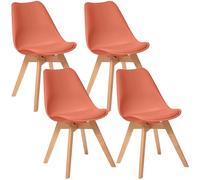 Pack De 4 Sillas Con Patas De Haya Wellhome Terracota 48 X 55 X 81 Cm