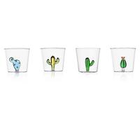 Conjunto de 4 vasos Tuimelaar, motivos de plantas del desierto, 35 cl, vidrio de borosilicato, fabricados a mano