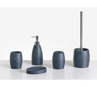Conjunto de 5 Accesorios de baño jabonera dispensador de jabón escobilla de Inodoro Vaso Soporte para cepillos de Dientes Azul Oscuro Yarapa