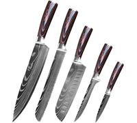 Conjunto de 5 cuchillos de cocina Silecomplaza, con mangos ergonómicos. Set de cuchillos profesionales fabricados en acero inoxidable de alta calidad, que incluye: cuchillo de chef, cuchillo para pan,