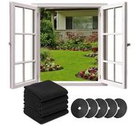 Conjunto de 5 mosquiteras autoadhesivas Ibzoa®, de 130 x 150 cm, cortables, con malla de poliéster de 1,1 mm, incluye cinta adhesiva de 560 cm por unidad – Protección contra mosquitos sin necesidad de