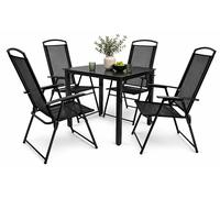 Conjunto de 5 piezas de muebles de jardín | grupo de asientos grupo comedor | 1x mesa, 4x sillas | dimensiones de mesa aprox. H. 76 x W. 80 x D. 80 cm | Hochlehner Set 80S