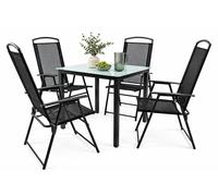 Conjunto de 5 piezas de muebles de jardín | grupo de asientos grupo comedor | 1x mesa, 4x sillas | dimensiones de mesa aprox. H. 76 x W. 80 x D. 80 cm | Hochlehner Set 80M