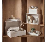 Conjunto de 6 cajas de madera HWC-C20, cajas decorativas para almacenamiento, estilo vintage "shabby chic" color blanco envejecido