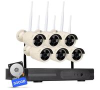 Conjunto de 6 cámaras de seguridad para exteriores con conexión Wi-Fi y 500 GB de almacenamiento