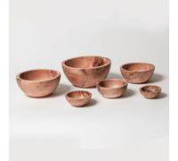 Conjunto de 6 cuencos de madera de olivo Bérard | Apilables | Cuencos de madera de olivo de alta calidad | Diámetro de 5 a 17 cm | Fruteros de madera hechos a mano | Cada cuenco de madera es único | F