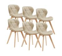 Conjunto de 6 sillas de comedor älmhult 78x47x52 cm - beige [en.casa]