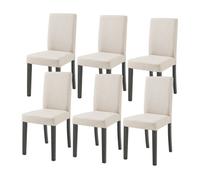 Conjunto de 6 sillas de comedor hamburg 89x43x54 cm tela - beige [en.casa]