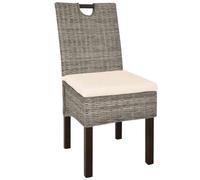 Conjunto de 6 sillas de comedor mimbre Kubu madera mango conjunto de sillas | Cojines de asiento lavables, fundas extraíbles, tejido hecho a mano, 110 kg por asiento